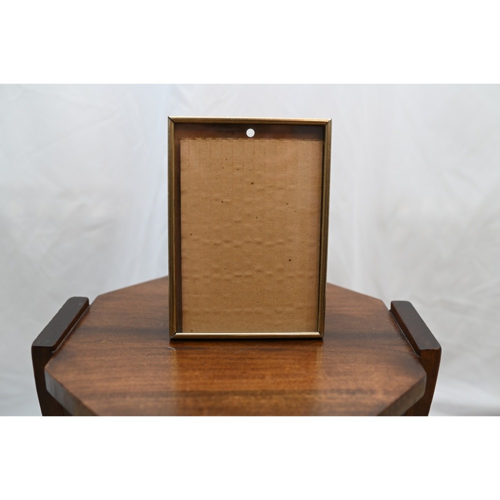 Vintage Brass 5x7 Picture Frame Gold Tone Metal Wall Hanging Tabletop Easel Back
